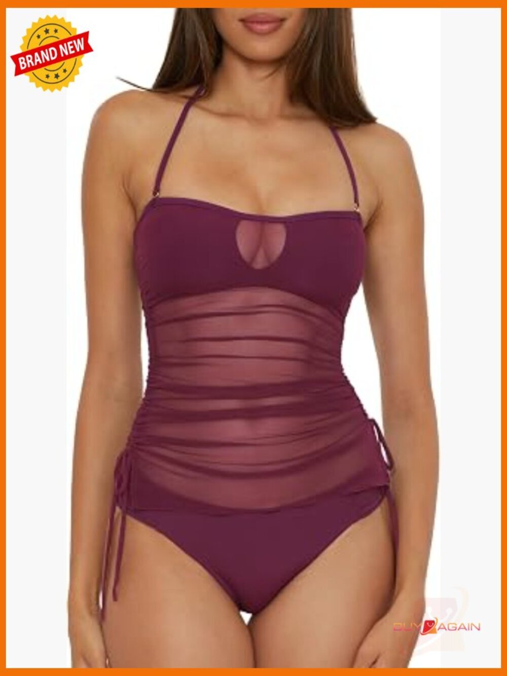 Tankini Top with Adjustable Side Ties and Removable Pads